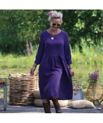 Robe Agnès - Double gaze de coton prune une grave pollution 