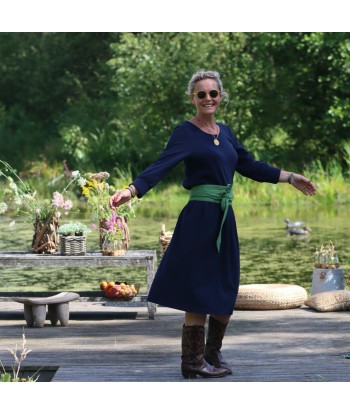 Robe Agnès - Piqué de coton bleu marine Les magasins à Paris