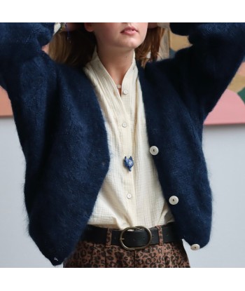 Le gilet Philippine mohair et laine - bleu marine la livraison gratuite