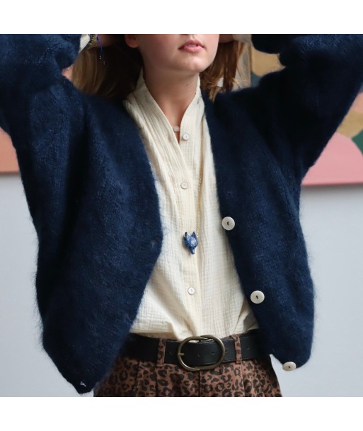 Le gilet Philippine mohair et laine - bleu marine la livraison gratuite