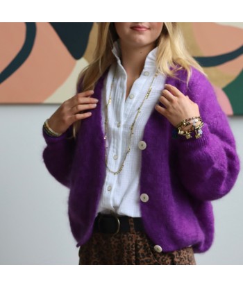 Le gilet Philippine mohair et laine - violet commande en ligne