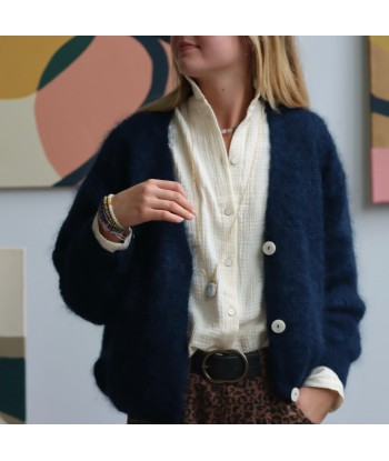 Le gilet Philippine mohair et laine - bleu marine la livraison gratuite