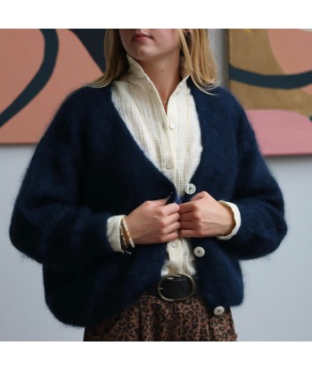 Le gilet Philippine mohair et laine - bleu marine la livraison gratuite