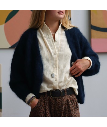 Le gilet Philippine mohair et laine - bleu marine la livraison gratuite