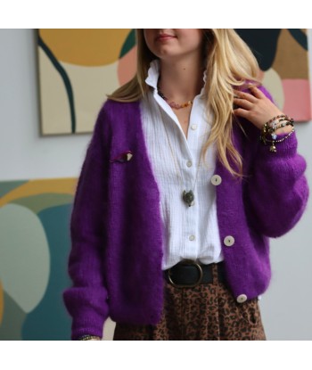 Le gilet Philippine mohair et laine - violet commande en ligne