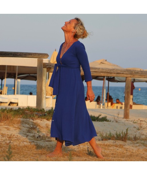 Robe Azélie - Double gaze de coton bleu majorelle ouvre sa boutique