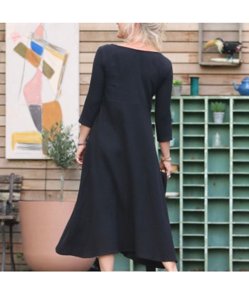 Robe Azélie - Double gaze de coton noire pour bénéficier 