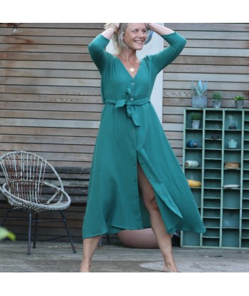 Robe Azélie - Double gaze de coton vert printemps JUSQU'A -70%! 