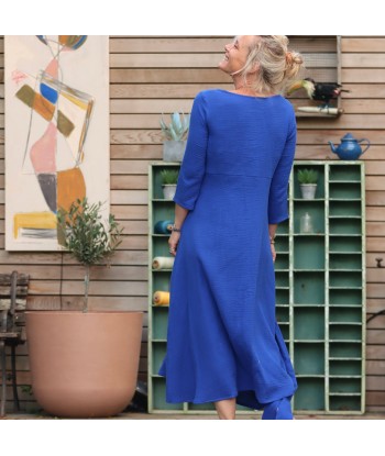 Robe Azélie - Double gaze de coton bleu majorelle ouvre sa boutique