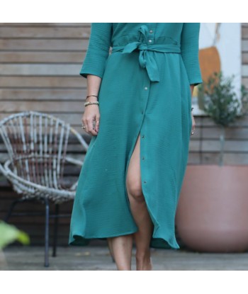 Robe Azélie - Double gaze de coton vert printemps JUSQU'A -70%! 