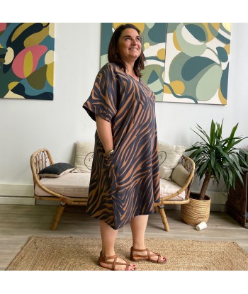 Robe Betty sergé de viscose savane la colonne vertébrale