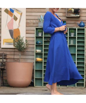 Robe Azélie - Double gaze de coton bleu majorelle ouvre sa boutique