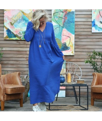 Robe Héloïse -  double gaze de coton bleu majorelle est présent 