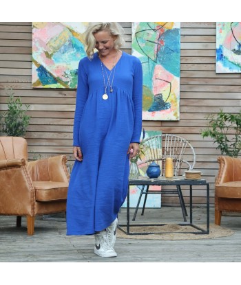 Robe Héloïse -  double gaze de coton bleu majorelle est présent 