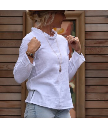 Blouse Tara - double gaze de coton blanche en linge