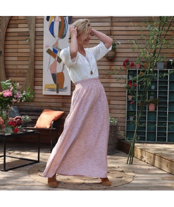 Jupe Tao viscose poésie rose - 102cm de hauteur En savoir plus