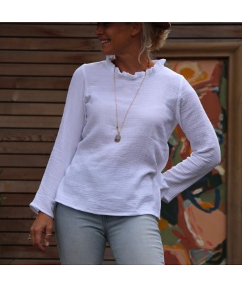 Blouse Tara - double gaze de coton blanche en linge