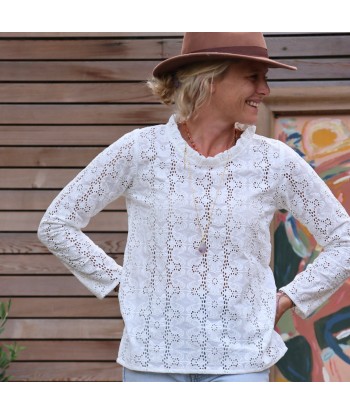 Blouse Tara - coton brodé fleuri ajouré plus qu'un jeu 