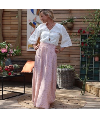 Jupe Tao viscose poésie rose - 102cm de hauteur En savoir plus