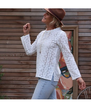 Blouse Tara - coton brodé fleuri ajouré plus qu'un jeu 