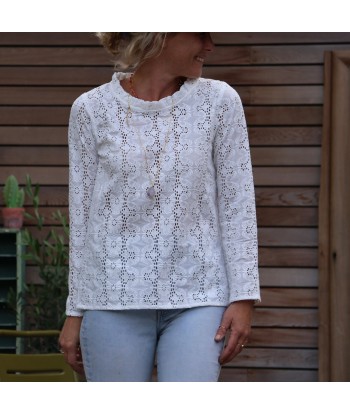 Blouse Tara - coton brodé fleuri ajouré plus qu'un jeu 