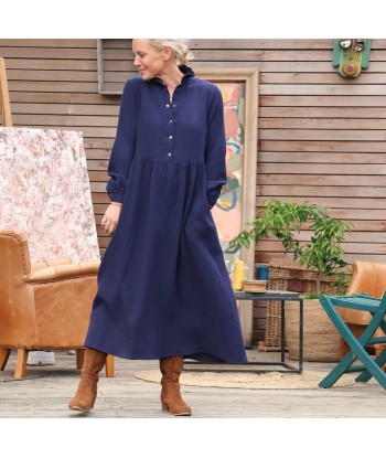 Robe Pomme -  double gaze de coton bleu nuit l'achat 