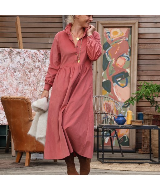 Robe Pomme -  velours milleraies terracotta s'inspire de l'anatomie humaine