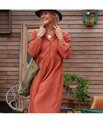 Robe Pomme -  double gaze de coton terracotta orangé À commander