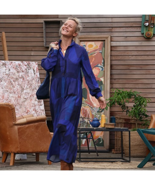 Robe Pomme -  Viscose géométrique indigo du meilleur 