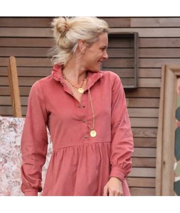 Robe Pomme -  velours milleraies terracotta s'inspire de l'anatomie humaine