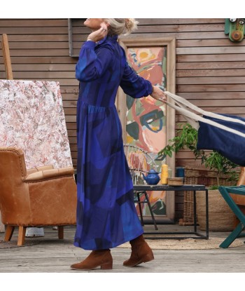 Robe Pomme -  Viscose géométrique indigo du meilleur 