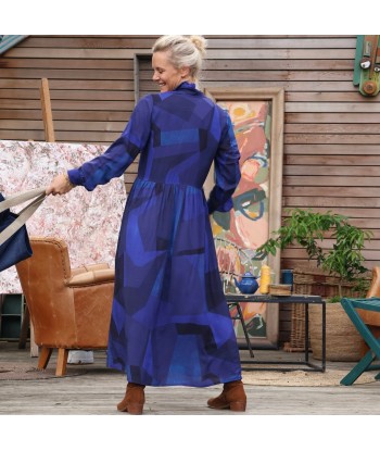 Robe Pomme -  Viscose géométrique indigo du meilleur 