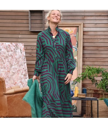 Robe Pomme -  Viscose géométrique émeraude sur le site 