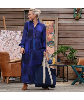 Robe Pomme -  Viscose géométrique indigo du meilleur 