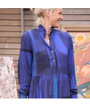 Robe Pomme -  Viscose géométrique indigo du meilleur 