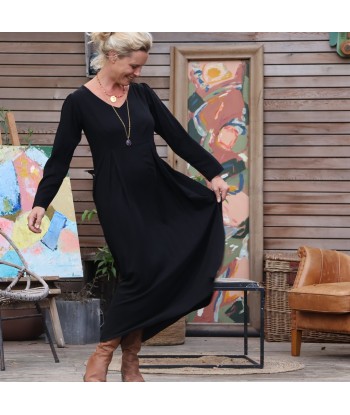 Robe Siloé manches longues - viscose noire Amélioration de cerveau avec