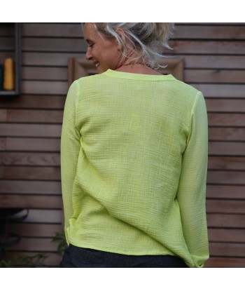 Blouse Léone - double gaze de coton jaune fluo s'inspire de l'anatomie humaine