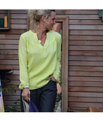 Blouse Léone - double gaze de coton jaune fluo s'inspire de l'anatomie humaine