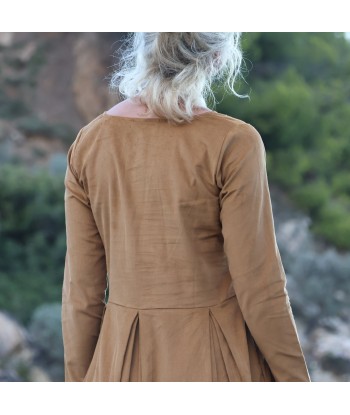 Robe Louisa - velours de coton milleraies camel sur le site 