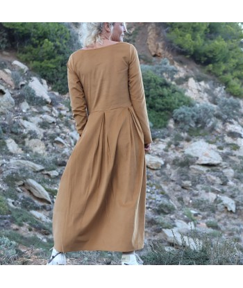 Robe Louisa - velours de coton milleraies camel sur le site 