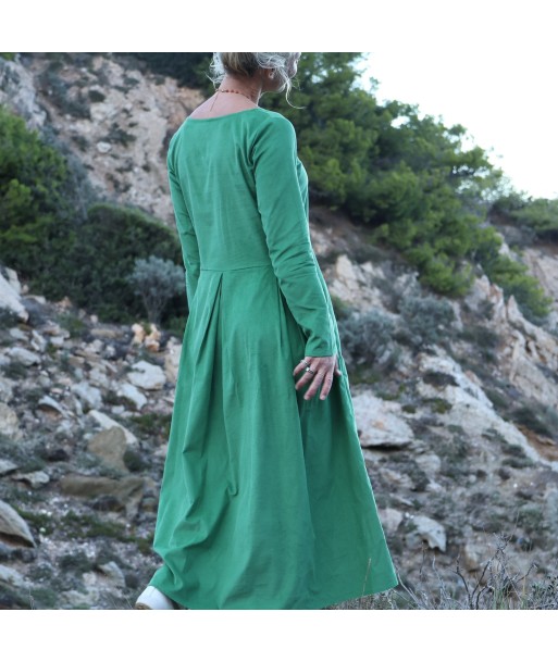 Robe Louisa - velours de coton milleraies vert menthe rembourrage situé sous