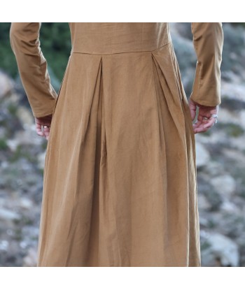 Robe Louisa - velours de coton milleraies camel sur le site 