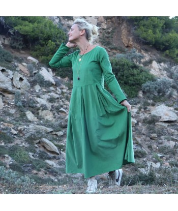 Robe Louisa - velours de coton milleraies vert menthe rembourrage situé sous