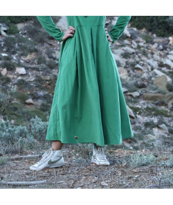 Robe Louisa - velours de coton milleraies vert menthe rembourrage situé sous