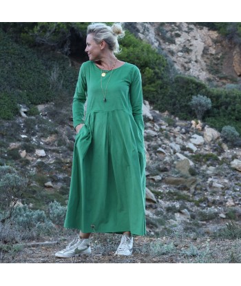 Robe Louisa - velours de coton milleraies vert menthe rembourrage situé sous