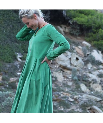 Robe Louisa - velours de coton milleraies vert menthe rembourrage situé sous