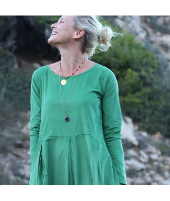 Robe Louisa - velours de coton milleraies vert menthe rembourrage situé sous