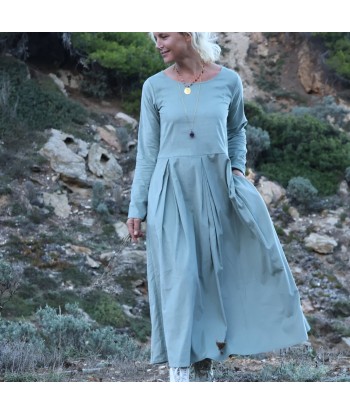 Robe Louisa - velours de coton milleraies vert d'eau 2024