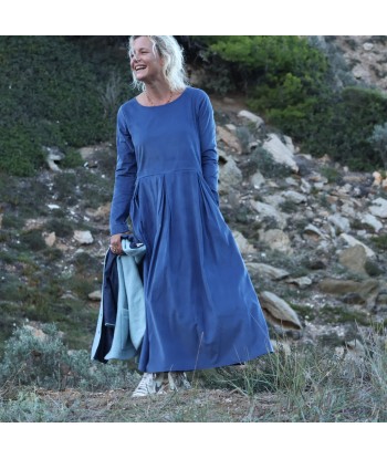 Robe Louisa - velours de coton milleraies bleu océan Amélioration de cerveau avec