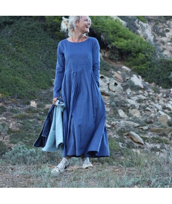 Robe Louisa - velours de coton milleraies bleu océan Amélioration de cerveau avec